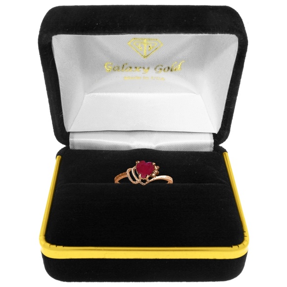 14K. SOLID GOLD RING WITH NATURAL DIAMONDS & RUBY - Picture 3 of 5